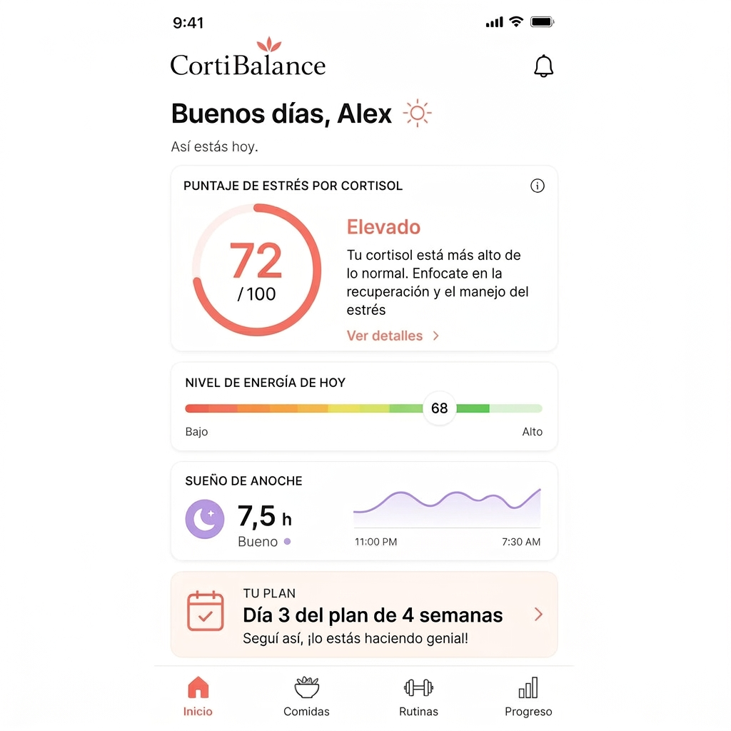 Pantalla de la app: Panel diario