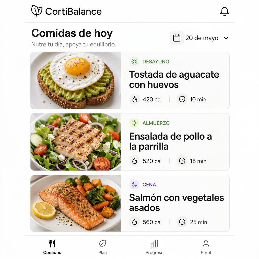 Pantalla de la app: Comidas